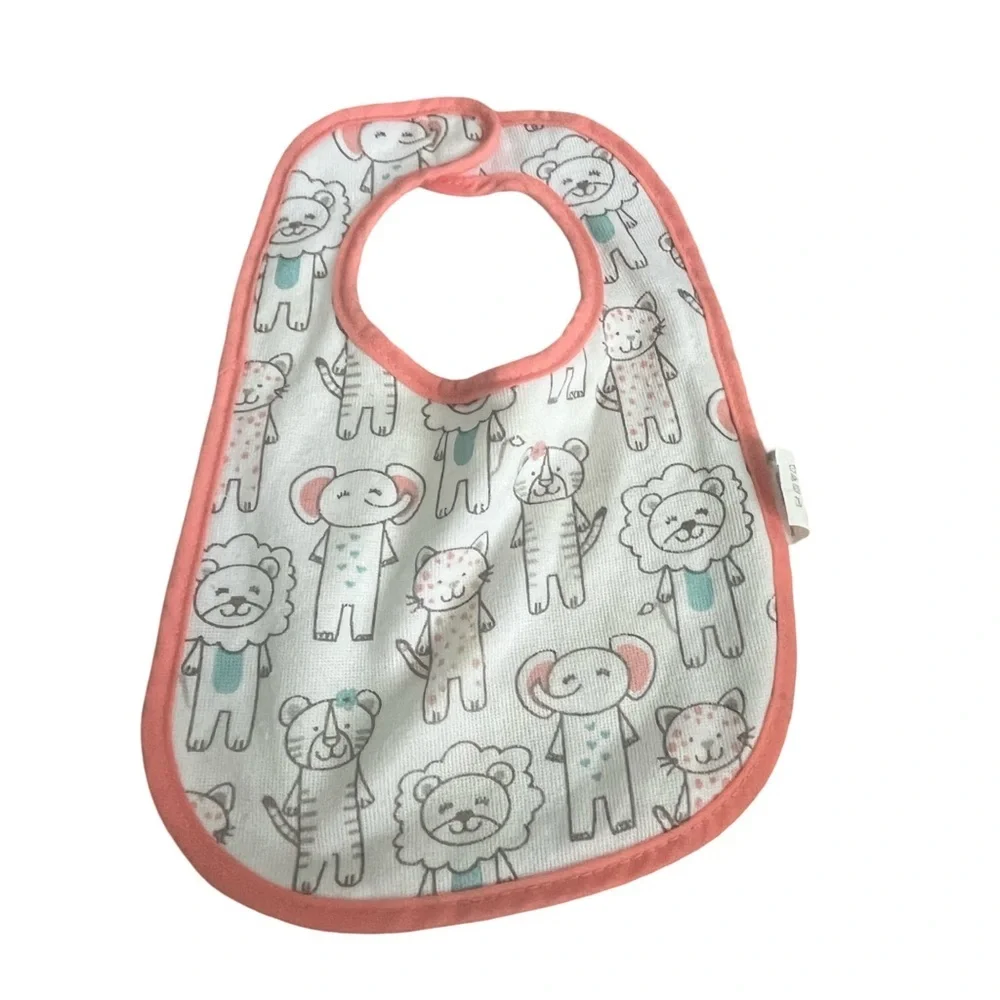 Bundle of Baby Girl Bibs. 5 Pair. Clothe colorful Pink, White and Blue.